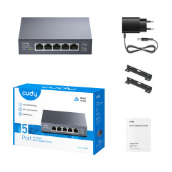 5-portový sieťový prepínač 2.5Gbps Gigabit Ethernet LAN kovový stolný switch hub RJ45 CUDY HS105