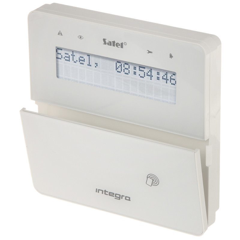 LCD-tastatur med RFID-læser til alarmsystem hvid RS-232 3EOL SSWiN alarmsystem SATEL INT-KLFR-W