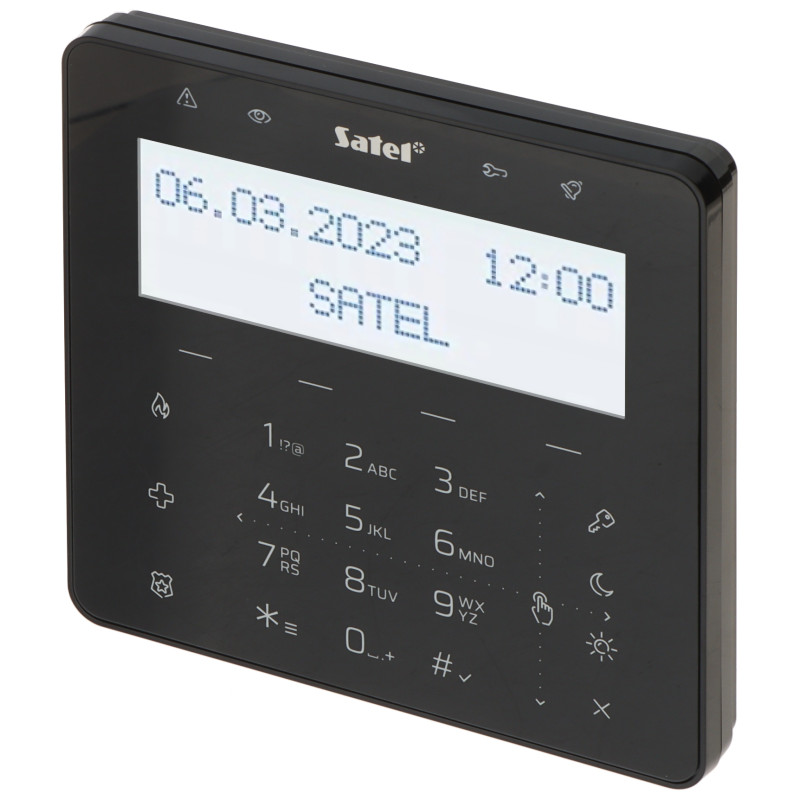 Sensoriskais LCD manipulatora panelis signalizācijas vadības panelim melns ar aizmugurgaismotu skārienekrānu RFID SATEL INT-KSG2