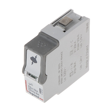 Vahetatav element liigpingepiirikule Tüüp 1+2 B+C 50kA Varistori kaitsemoodul jaotuskarbile LEGRAND LE-412302