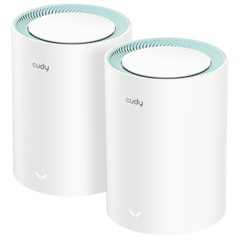 AC1200 千兆双频 VPN Mesh Wi-Fi 系统 2.4/5GHz 覆盖范围 170m2 MU-MIMO 无缝漫游 CUDY M1300(2-PACK)