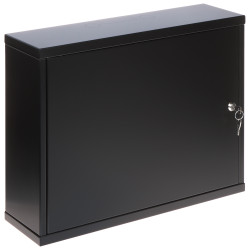Aufputz Metallgehäuse mit Holzmontageplatte schwarz RAL9005 für Alarmanlagen und CCTV Schrank STALFLEX MB-TPR5-MP-B