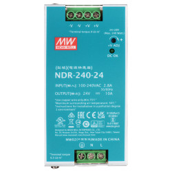 用于控制柜和自动化的专业DIN导轨安装24V 10A 240W稳压开关电源 MEAN WELL NDR-240-24
