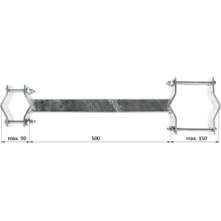 Steel distance clamp for tubular masts 500mm parallel pipe mounting hot-dip galvanized DELTA OR-50R90-150