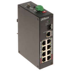 Industriel PoE-switch 8-port 2x Hi-PoE 90W 1x SFP Uplink Gigabit Port Watchdog DIN-skinne Redundant strømforsyning DAHUA PFS3110