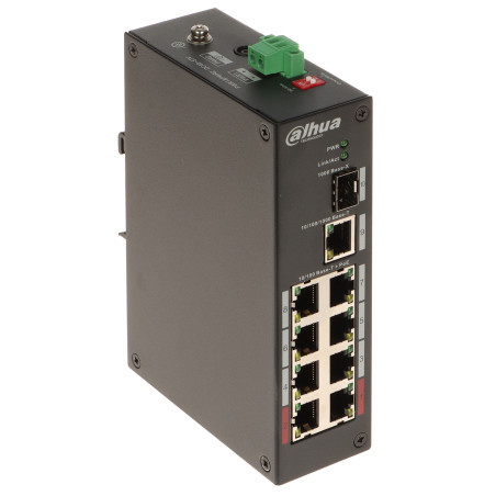 8端口工业级PoE交换机 2x Hi-PoE 90W 1x SFP千兆上行端口 看门狗 DIN导轨 冗余电源 DAHUA PFS3110-8ET-96-V2
