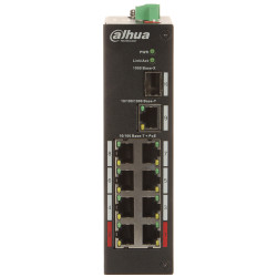 8端口工业级PoE交换机 2x Hi-PoE 90W 1x SFP千兆上行端口 看门狗 DIN导轨 冗余电源 DAHUA PFS3110-8ET-96-V2