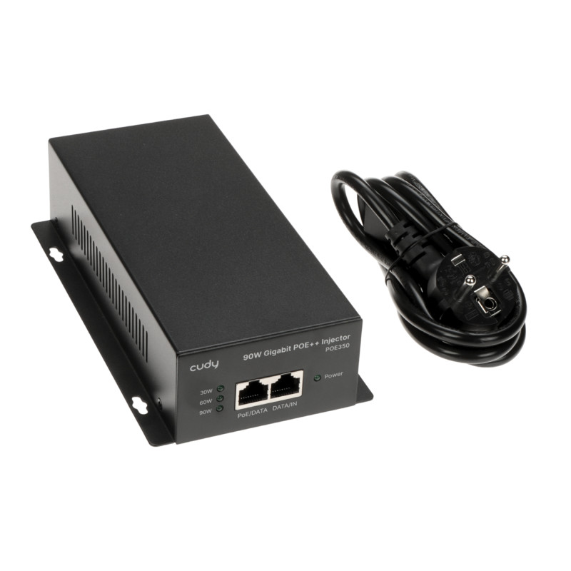 Інжэктар PoE Gigabit 90W Hi-PoE 802.3bt Сеткавы блок сілкавання для IP-камер сістэм маніторынгу CUDY POE350
