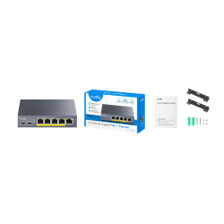 กิกะบิตสวิตช์ PoE Extender 4 พอร์ต 10/100/1000Mbps ตัวแยกสัญญาณ LAN พร้อม Watchdog และโหมดขยายระยะ 250 เมตร CUDY POE40