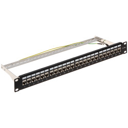 Patch panel 24 porta RJ45 oklopljeni FTP STP Rack 19 1U Kat.6a Gigabit Ethernet bez alata Delta Network PP-24/RJ-FX/6AC2