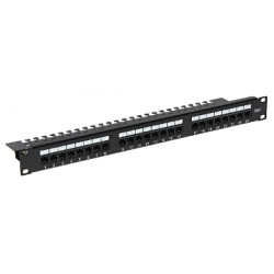 Patch Panel RJ-45 24 Θύρες UTP Κατ.6 1U Rack 19 ίντσες Μαύρο Αξεσουάρ Δικτύου LAN Delta PP-24/RJ/6C