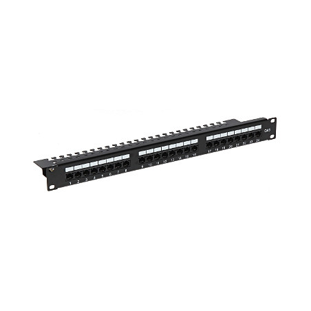 Patch Panel RJ-45 24 Portas UTP Cat.6 1U Rack 19 polegadas Preto Acessórios de Rede LAN Delta PP-24/RJ/6C