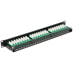 RJ45 Patch Panel 48 Port Cat.6 UTP 19 inch 1U Black for Rack Cabinet LAN Connection Strip Delta Network PP-48/RJ/6C