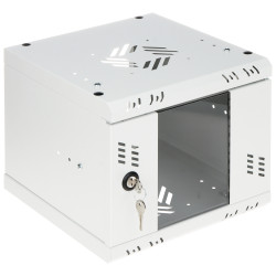 Väggmonterat 10 tums rackskåp 4U djup 300mm glasdörr stål grå LAN CCTV IT servernätverksskåp STALFLEX S-RC10-4U-300GG