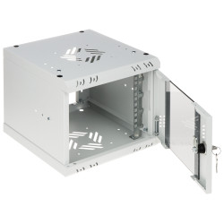 Väggmonterat 10 tums rackskåp 4U djup 300mm glasdörr stål grå LAN CCTV IT servernätverksskåp STALFLEX S-RC10-4U-300GG