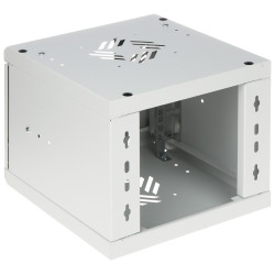 Väggmonterat 10 tums rackskåp 4U djup 300mm glasdörr stål grå LAN CCTV IT servernätverksskåp STALFLEX S-RC10-4U-300GG