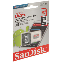 SanDisk Ultra 256GB microSDXC UHS-I Class 10 U1 A1 120MB/s Memory Card with SD Adapter SANDISK SD-MICRO-10/256-SAND