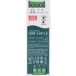 Industrial DIN Rail Switching Power Supply 12V 10A 120W Stabilized DC OK High Efficiency 89% MEAN WELL SDR-120-12