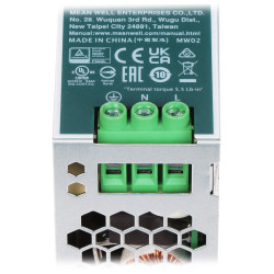 แหล่งจ่ายไฟแบบสวิตชิ่งสำหรับราง DIN 24V 5A 120W Peak 180W สำหรับระบบอัตโนมัติและ CCTV พร้อมรีเลย์ DC OK ประสิทธิภาพสูง MEAN WELL