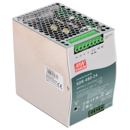 Schaltnetzteil für DIN-Schiene 24V 20A 480W stabilisiert industriell DC OK PFC hoher Wirkungsgrad 94% Automatisierung MEAN WELL 