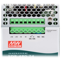 Spínaný napájecí zdroj na DIN lištu 24V 20A 480W stabilizovaný průmyslový DC OK PFC vysoká účinnost 94% automatizace MEAN WELL S