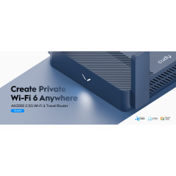 Wi-Fi 6 AX3000 VPN 2.5Gbps WAN Mesh USB 3.0 Tethering 4G/5G Mobil rejserouter Repeater Access Point WISP CUDY TR3000