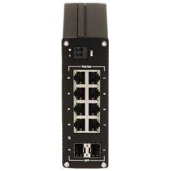 สวิตช์เครือข่ายอุตสาหกรรม PoE+ 8 พอร์ต Gigabit 2 SFP จัดการได้ RMS L2 L3 ติดตั้งราง DIN IP30 Teltonika TSW202