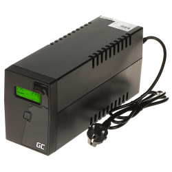 Джерело безперебійного живлення UPS LCD 600VA 360W Line-Interactive USB 2x Schuko AVR Захист від перенапруги Green Cell UPS01/LC