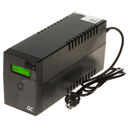 UPS LCD 600VA 360W Line-Interactive USB 2x Schuko AVR Surge Protection Green Cell UPS01/LCD