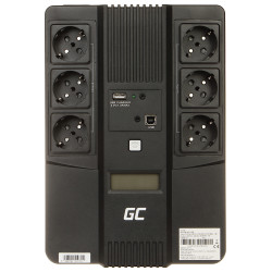 무정전 전원 공급 장치 800VA 480W 라인 인터랙티브 LCD 6x Schuko AVR USB RJ45 컴퓨터 서버 모니터링 사무실용 Green Cell UPS07