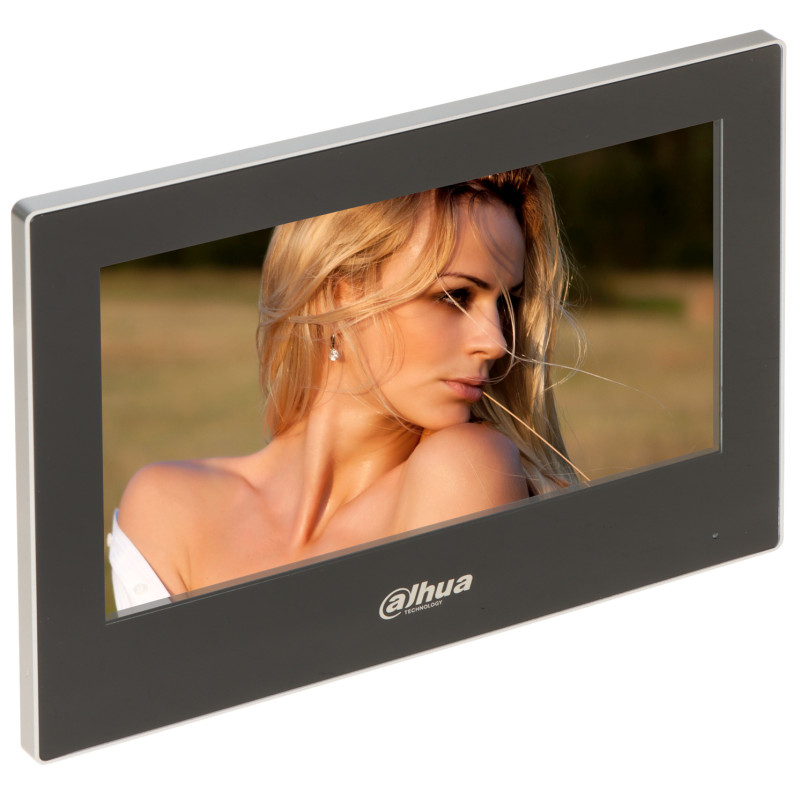 IP-відэадамафонны манітор Wi-Fi 7 цаляў сэнсарны PoE SOS ёмісны экран чорны DAHUA VTH2621G-WP