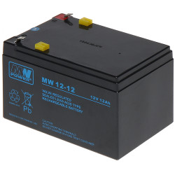 AGM akumulators 12V 12Ah barošanas avotiem UPS signalizācijas sistēmām avārijas apgaismojumam un uzraudzībai MW POWER 12V/12AH-M