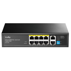 10 portos PoE switch 8x PoE 2x Uplink 10/100 Mbps 120W VLAN Watchdog asztali fémházas CCTV IP CUDY FS1010P