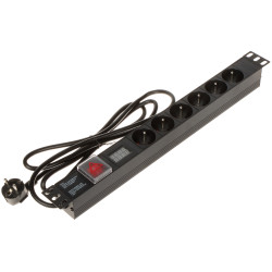 PDU Power Strip for 19 inch RACK cabinets 1U 6 sockets voltage and current measurement V A meter Delta PD-6/R-VA