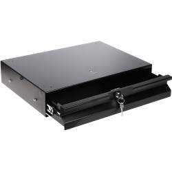 19 inch 2U RACK cabinet drawer 345mm depth lockable metal black sliding shelf 6 point mounting STALFLEX RD19-2U-320B
