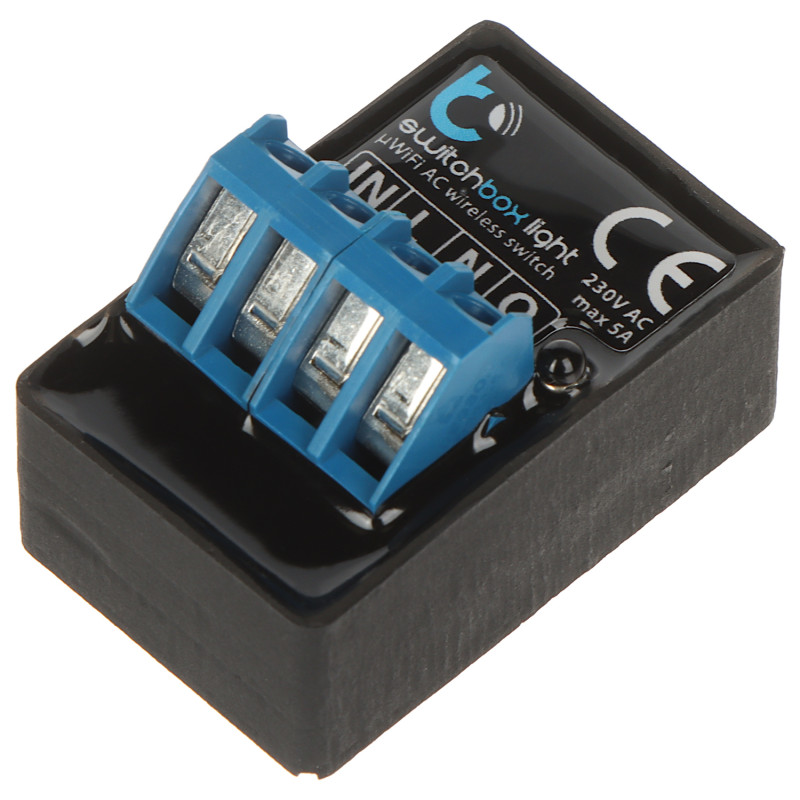 Intelligent Wi-Fi-kontakt 230V AC Smart Home-relæ til indbygning BleBox SWITCHBOX-LIGHT/BLEBOX