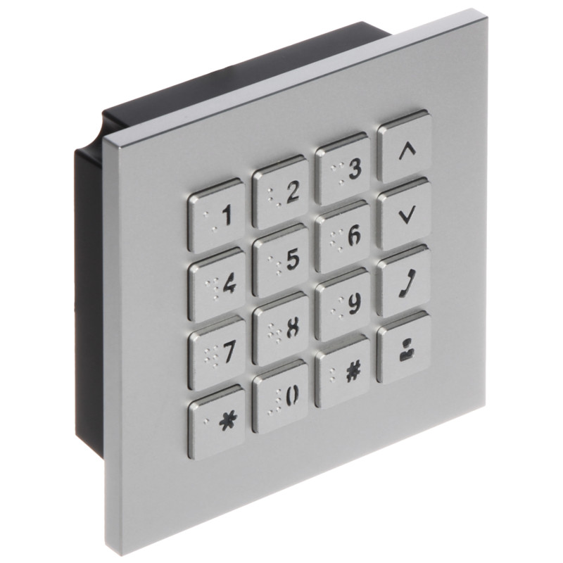 Modulært tastatur for IP-videodørtelefon Modulært system Numeriske knapper Hvit bakgrunnsbelysning Sølv Kodelås DAHUA VTO4202F-M