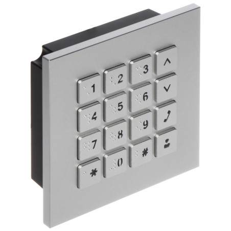 Teclat Modular per a Videoporter IP Sistema Modular Botons Numèrics Il·luminació Blanca Platejat Xifrador DAHUA VTO4202F-MK