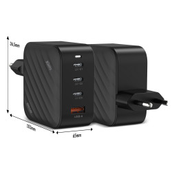 USB-Netzladegerät GaN3 PD 100W QC 4.0 Schnellladegerät Multiport 3x USB-C 1x USB-A Laptop-Netzteil Xblitz XB-XC3