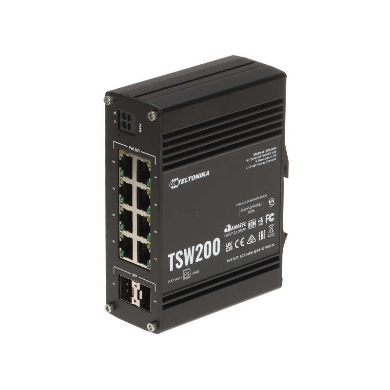 8포트 산업용 PoE 스위치 및 2개 SFP 슬롯 Teltonika TSW200