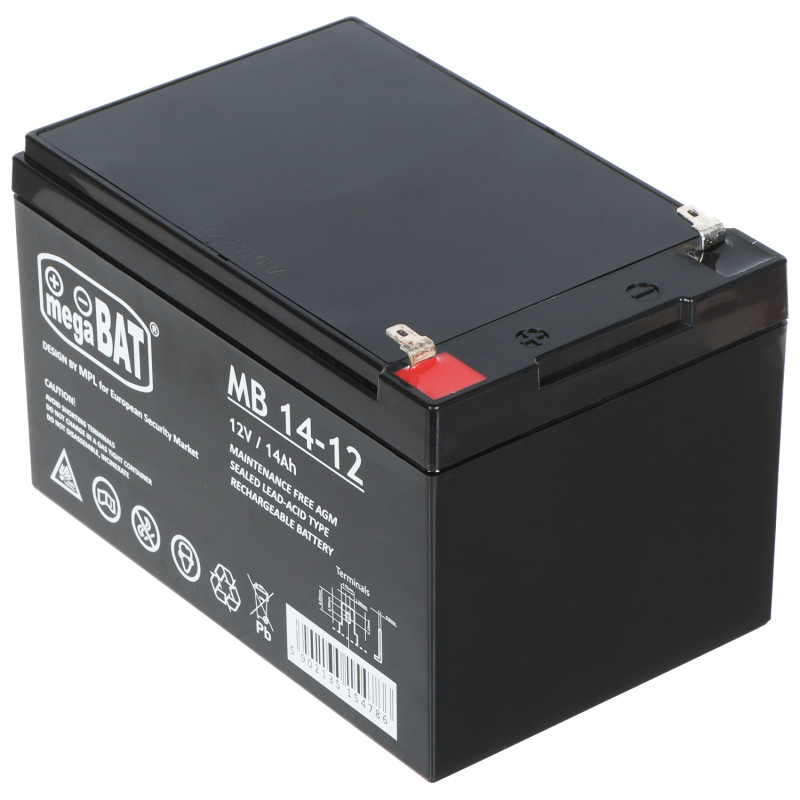 AGM Accu 12V 14Ah Onderhoudsvrij voor UPS Alarm CCTV VRLA Verzegeld Reservebatterij megaBat 12V/14AH-MB