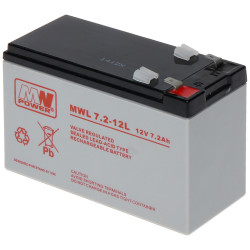 AGM Battery 12V 7.2Ah 10-12 Year Life T2 Terminal Maintenance-Free VRLA for UPS Fire Alarm Long Life MW POWER 12V/7.2AH-MWL