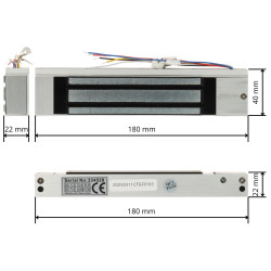Накладна електромагнітна засувка одинарна 180кг 12В DC LED NO/NC для дверей та воріт контроль доступу DAHUA ASF180A-V1
