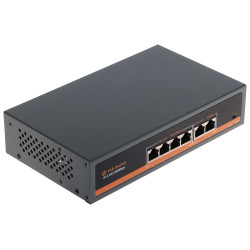 4 prievadų PoE jungiklis 10/100 Mbps 2x Uplink 60W Extend režimas 250m 10 colių RACK montavimas metalinis korpusas APTI APTI-POE