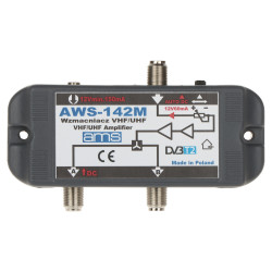 LTE 5G対応 2出力アンテナブースター 12V 利得調整 帯域フィルター 家庭用分配器 AMS AWS-142M