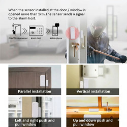 Двухстандартны магнітны датчык адкрыцця закрыцця дзвярэй вокнаў RF 433МГц двухбаковы геркон сігналізацыя ACTii AC6803