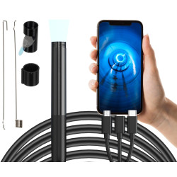 กล้องเอนโดสโคปตรวจสอบ Full HD 1080p USB-C Lightning 2 ม. IP67 LED สายแข็ง BIGSTREN BIGSTREN-23020