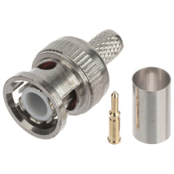 Кримпващ BNC конектор за коаксиален кабел RG59 75 Ohm комплект 100 броя CCTV Delta BNC-W75/ZAC-RG59*P100