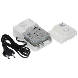 Abonentinis antenos stiprintuvas 2 išėjimai UHF VHF stiprinimo reguliavimas pirminio stiprintuvo maitinimas F 25dB ALCAD CA-215