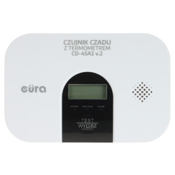 Autonomous Carbon Monoxide Detector with LCD Display and Thermometer Acoustic Optical Battery Alarm EURA CD-45A2/V2